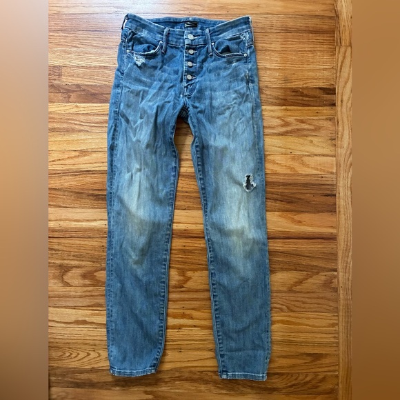 MOTHER Blue Distressed Jeans - Picture 1 of 7
